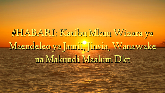 #HABARI: Katibu Mkuu Wizara ya Maendeleo ya Jamii, Jinsia, Wanawake na Makundi Maalum Dkt