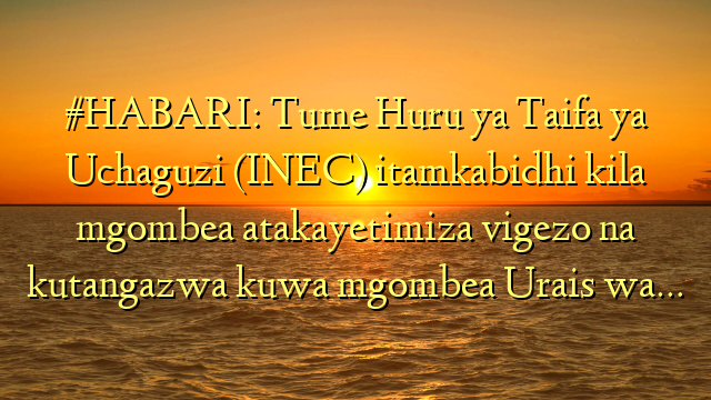 #HABARI: Tume Huru ya Taifa ya Uchaguzi (INEC) itamkabidhi kila mgombea atakayetimiza vigezo na kutangazwa kuwa mgombea Urais wa…