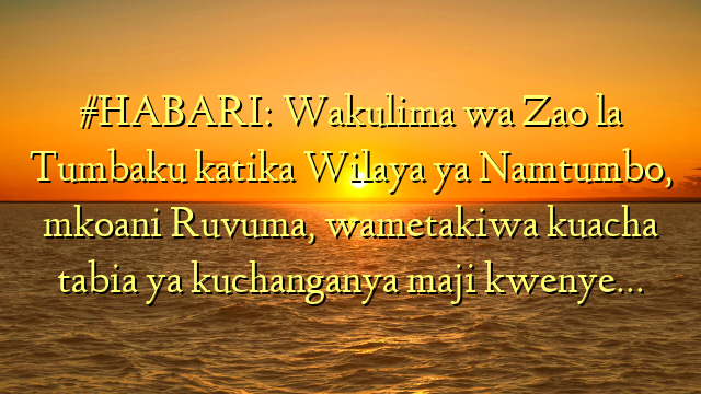 #HABARI: Wakulima wa Zao la Tumbaku katika Wilaya ya Namtumbo, mkoani Ruvuma, wametakiwa kuacha tabia ya kuchanganya maji kwenye…