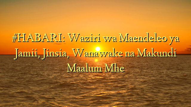 #HABARI: Waziri wa Maendeleo ya Jamii, Jinsia, Wanawake na Makundi Maalum Mhe