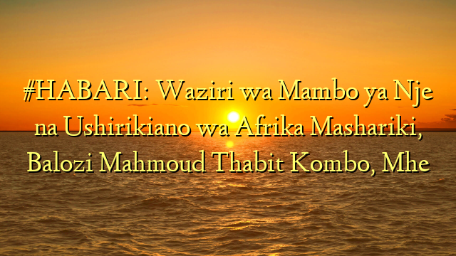 #HABARI: Waziri wa Mambo ya Nje na Ushirikiano wa Afrika Mashariki, Balozi Mahmoud Thabit Kombo, Mhe