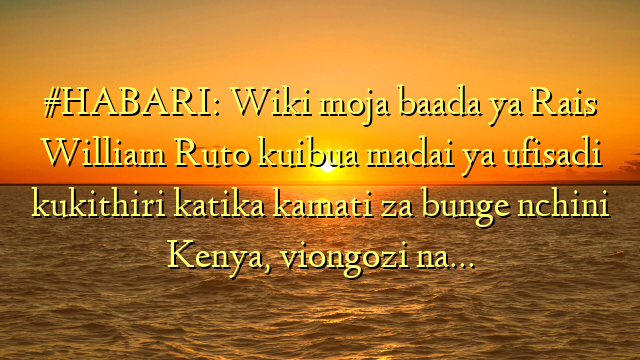 #HABARI: Wiki moja baada ya Rais William Ruto kuibua madai ya ufisadi kukithiri katika kamati za bunge nchini Kenya, viongozi na…