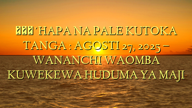 🔴HAPA NA PALE KUTOKA TANGA : AGOSTI 27, 2025 – WANANCHI WAOMBA KUWEKEWA HUDUMA YA MAJI