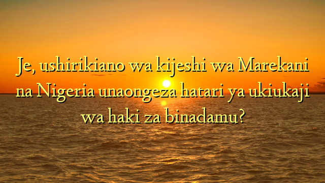 Je, ushirikiano wa kijeshi wa Marekani na Nigeria unaongeza hatari ya ukiukaji wa haki za binadamu?
