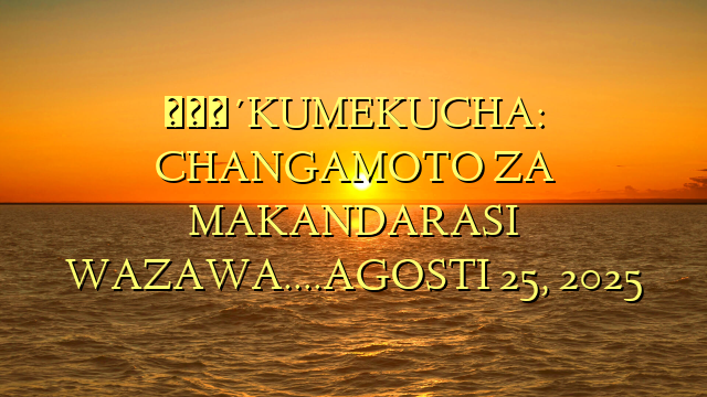 🔴KUMEKUCHA: CHANGAMOTO ZA MAKANDARASI WAZAWA….AGOSTI 25, 2025