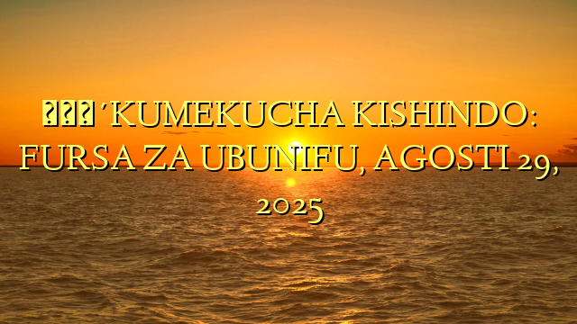 🔴KUMEKUCHA KISHINDO: FURSA ZA UBUNIFU, AGOSTI 29, 2025