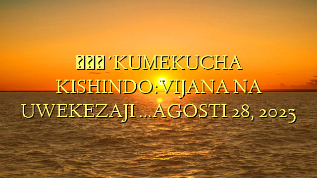 🔴KUMEKUCHA KISHINDO:VIJANA NA UWEKEZAJI …AGOSTI 28, 2025