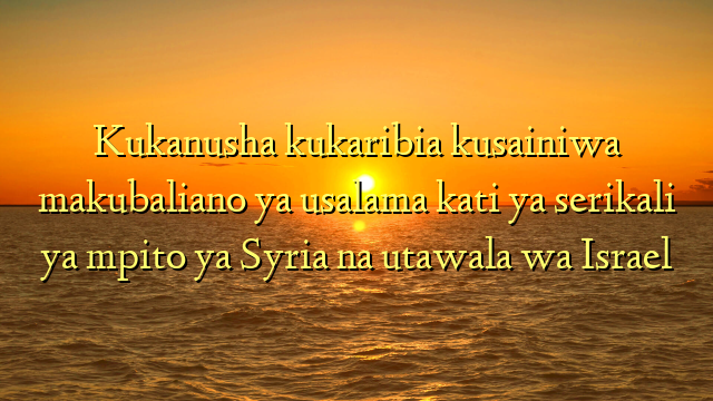 Kukanusha kukaribia kusainiwa makubaliano ya usalama kati ya serikali ya mpito ya Syria na utawala wa Israel