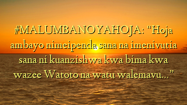 #MALUMBANOYAHOJA: “Hoja ambayo nimeipenda sana na imenivutia sana ni kuanzishwa kwa bima kwa wazee Watoto na watu walemavu…”