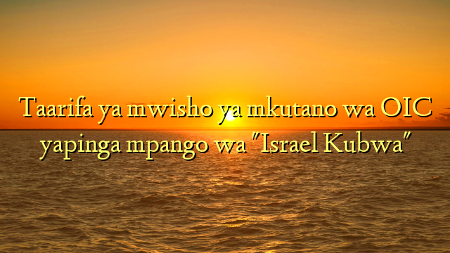 Taarifa ya mwisho ya mkutano wa OIC  yapinga mpango wa "Israel Kubwa"