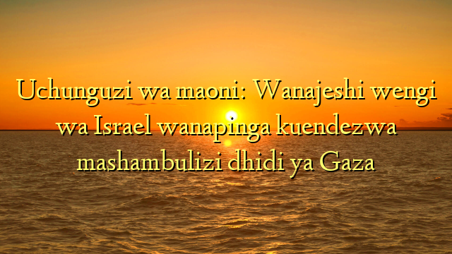 Uchunguzi wa maoni: Wanajeshi wengi wa Israel wanapinga kuendezwa mashambulizi dhidi ya Gaza