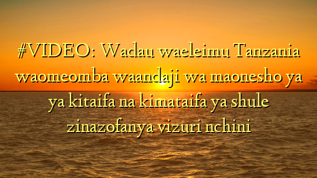 #VIDEO: Wadau waeleimu Tanzania waomeomba waandaji wa maonesho ya ya kitaifa na kimataifa ya shule zinazofanya vizuri nchini