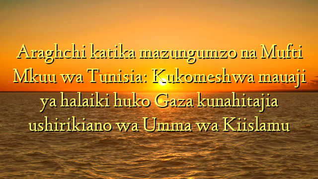 Araghchi katika mazungumzo na Mufti Mkuu wa Tunisia: Kukomeshwa mauaji ya halaiki huko Gaza kunahitajia ushirikiano wa Umma wa Kiislamu