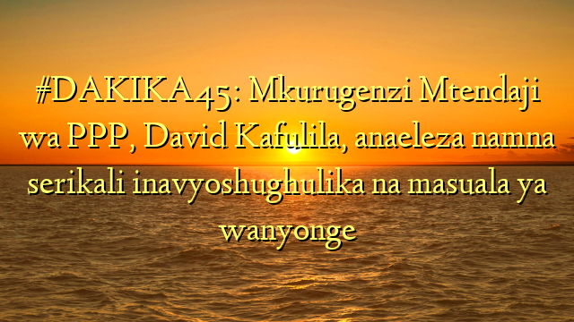 #DAKIKA45: Mkurugenzi Mtendaji wa PPP, David Kafulila, anaeleza namna serikali inavyoshughulika na masuala ya wanyonge