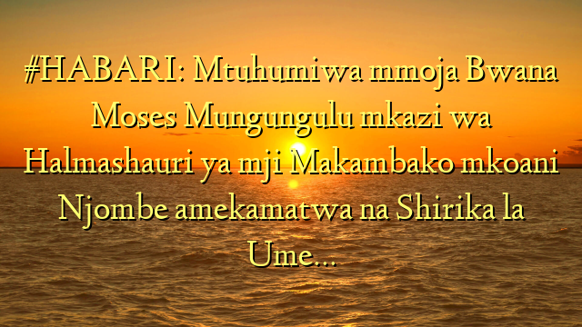 #HABARI: Mtuhumiwa mmoja Bwana Moses Mungungulu mkazi wa Halmashauri ya mji Makambako mkoani Njombe amekamatwa na Shirika la Ume…