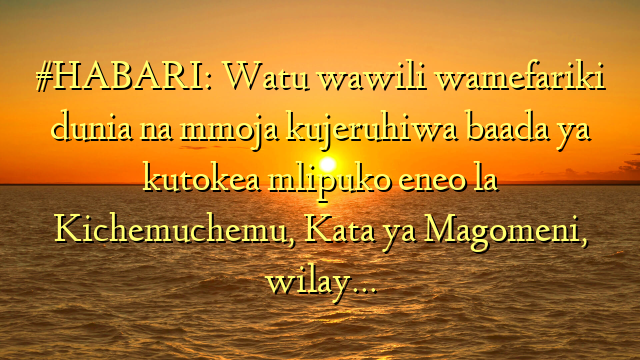 #HABARI: Watu wawili wamefariki dunia na mmoja kujeruhiwa baada ya kutokea mlipuko eneo la Kichemuchemu, Kata ya Magomeni, wilay…