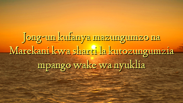 Jong-un kufanya mazungumzo na Marekani kwa sharti la kutozungumzia mpango wake wa nyuklia