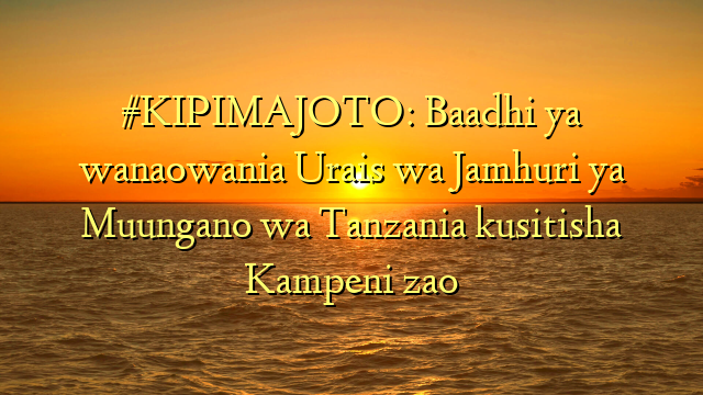 #KIPIMAJOTO: Baadhi ya wanaowania Urais wa Jamhuri ya Muungano wa Tanzania kusitisha Kampeni zao