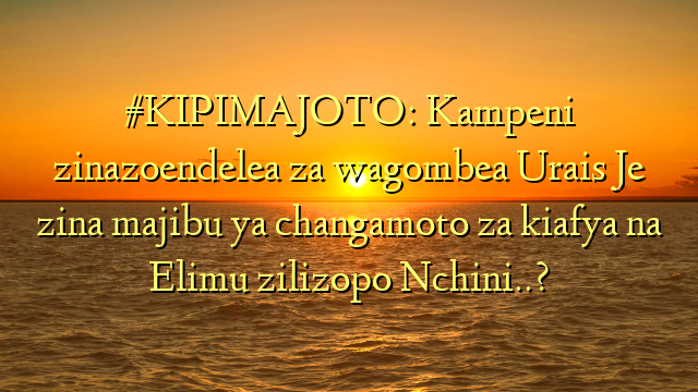 #KIPIMAJOTO: Kampeni zinazoendelea za wagombea Urais Je zina majibu ya changamoto za kiafya na Elimu zilizopo Nchini..?