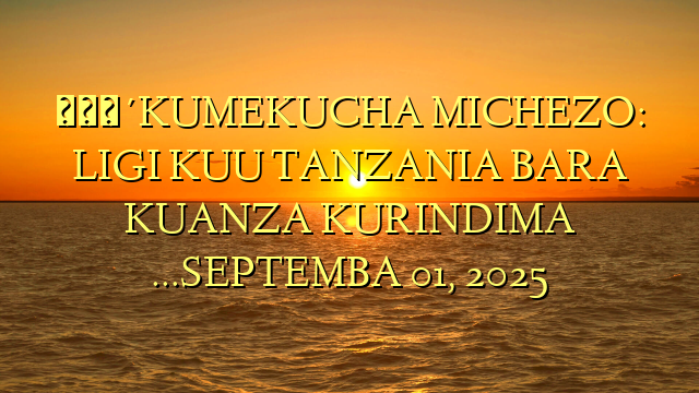 🔴KUMEKUCHA MICHEZO: LIGI KUU TANZANIA BARA KUANZA KURINDIMA …SEPTEMBA 01, 2025