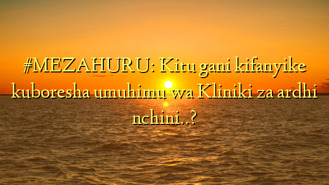 #MEZAHURU: Kitu gani kifanyike kuboresha umuhimu wa Kliniki za ardhi nchini..?