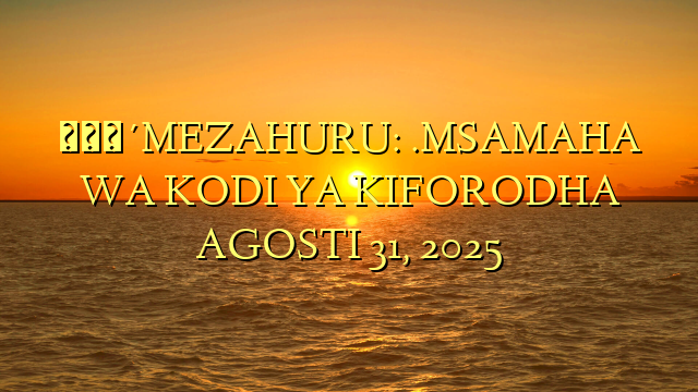 🔴MEZAHURU: .MSAMAHA WA KODI YA KIFORODHA AGOSTI 31, 2025