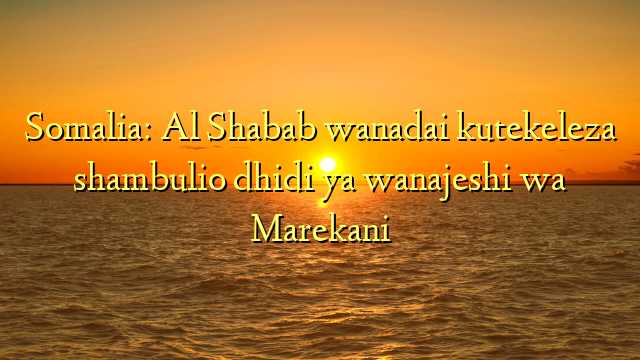 Somalia: Al Shabab wanadai kutekeleza shambulio dhidi ya wanajeshi wa Marekani