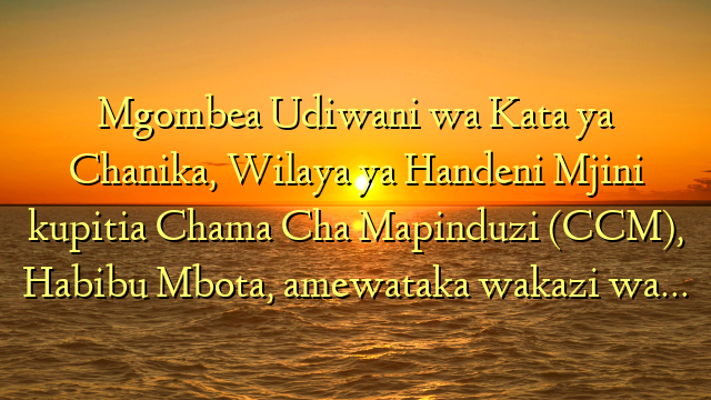 Mgombea Udiwani wa Kata ya Chanika, Wilaya ya Handeni Mjini kupitia Chama Cha Mapinduzi (CCM), Habibu Mbota, amewataka wakazi wa…