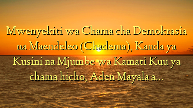 Mwenyekiti wa Chama cha Demokrasia na Maendeleo (Chadema), Kanda ya Kusini na Mjumbe wa Kamati Kuu ya chama hicho, Aden Mayala a…