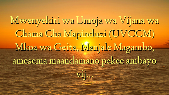 Mwenyekiti wa Umoja wa Vijana wa Chama Cha Mapinduzi (UVCCM) Mkoa wa Geita, Manjale Magambo, amesema maandamano pekee ambayo vij…