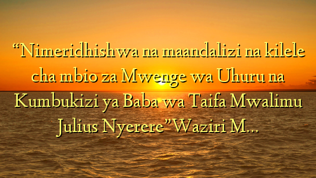 “Nimeridhishwa na maandalizi na kilele cha mbio za Mwenge wa Uhuru na Kumbukizi ya Baba wa Taifa Mwalimu Julius Nyerere”Waziri M…