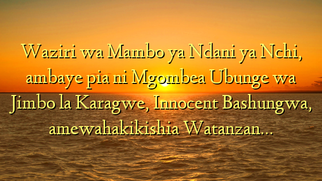 Waziri wa Mambo ya Ndani ya Nchi, ambaye pia ni Mgombea Ubunge wa Jimbo la Karagwe, Innocent Bashungwa, amewahakikishia Watanzan…