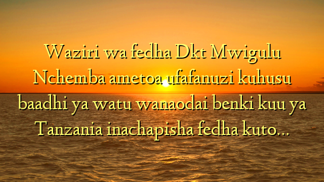 Waziri wa fedha Dkt Mwigulu Nchemba ametoa ufafanuzi kuhusu baadhi ya watu wanaodai benki kuu ya Tanzania inachapisha fedha kuto…