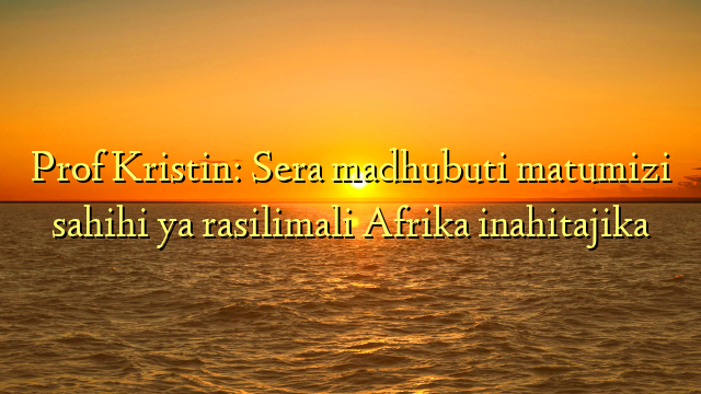 Prof Kristin: Sera madhubuti matumizi sahihi ya rasilimali Afrika inahitajika