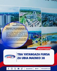 Wakala wa Majengo Tanzania (TBA) umetangaza fursa za uwekezaji katika viwanja 38 vinavyomilikiwa na Serikali vilivyopo katika mi…